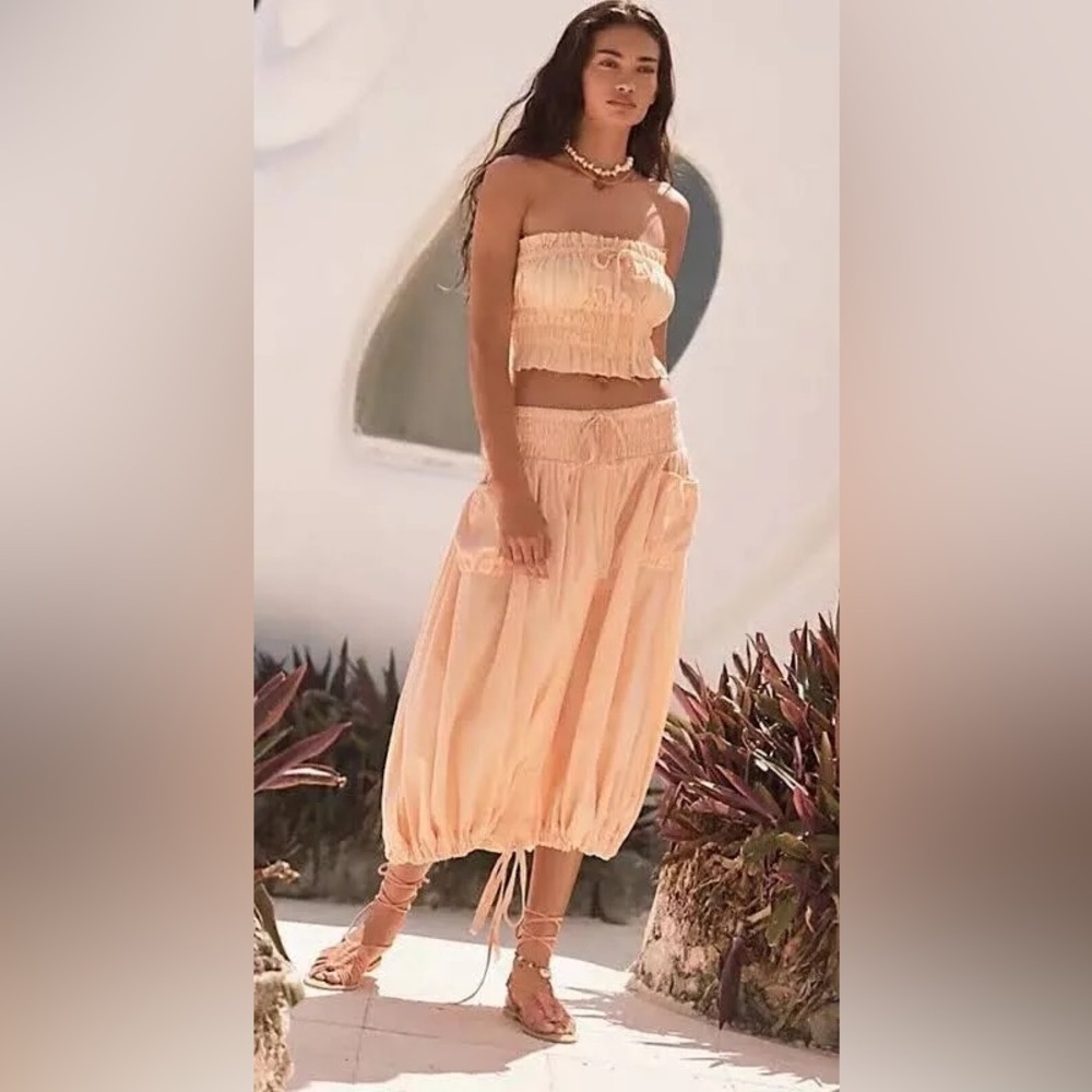 Free People Peach Skirt Set